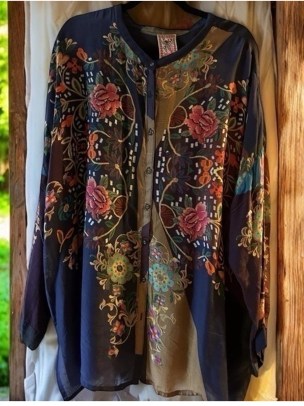 Johnny Was embroidered silk blend Mardi blouse‎ NWT RARE size 3X Boho - Picture 15 of 15